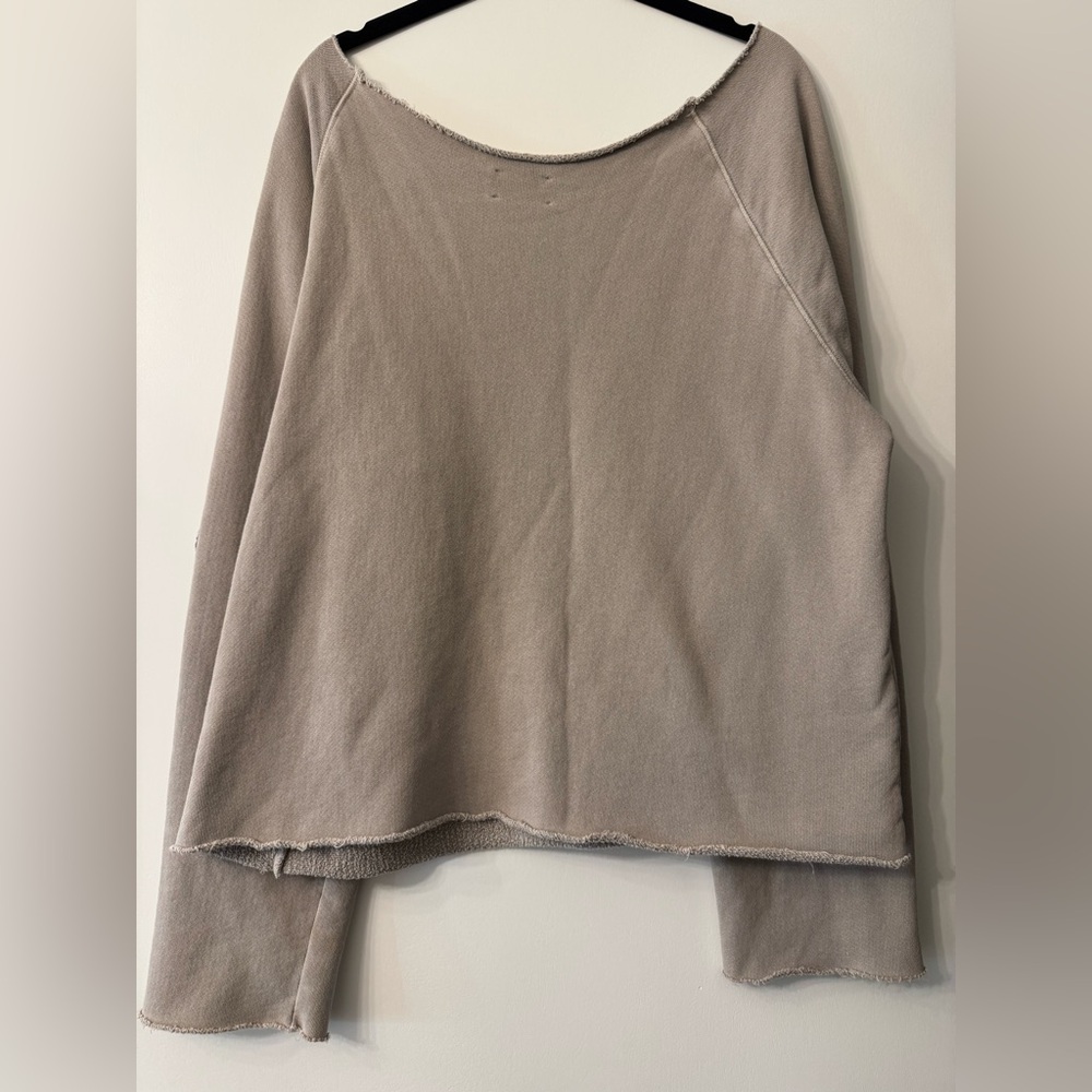 Joah Brown Slouchy Pullover Sweatshirt - 2 Size - S/M Sand French Terry - Picture 5 of 8
